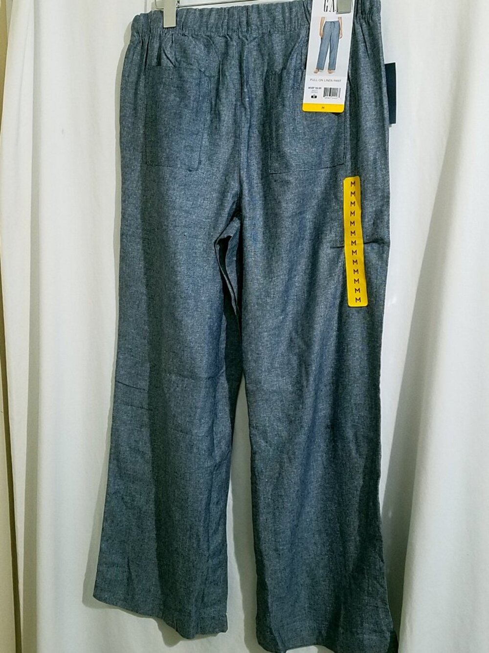 Gap Light Blue Linen Blend Pull-On Pants Medium NWT Seam Detail - Picture 5 of 16